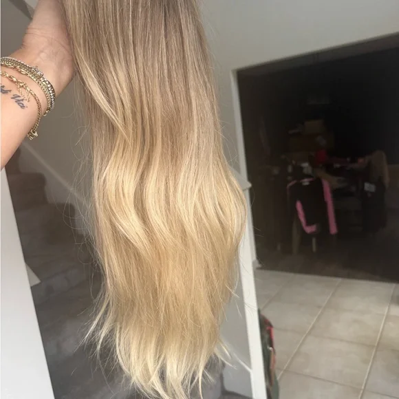 New HairVivi Wig Blonde Rooted Long Human Hair LACE NOT CUT With Box HAND TIED - Picture 8 of 12